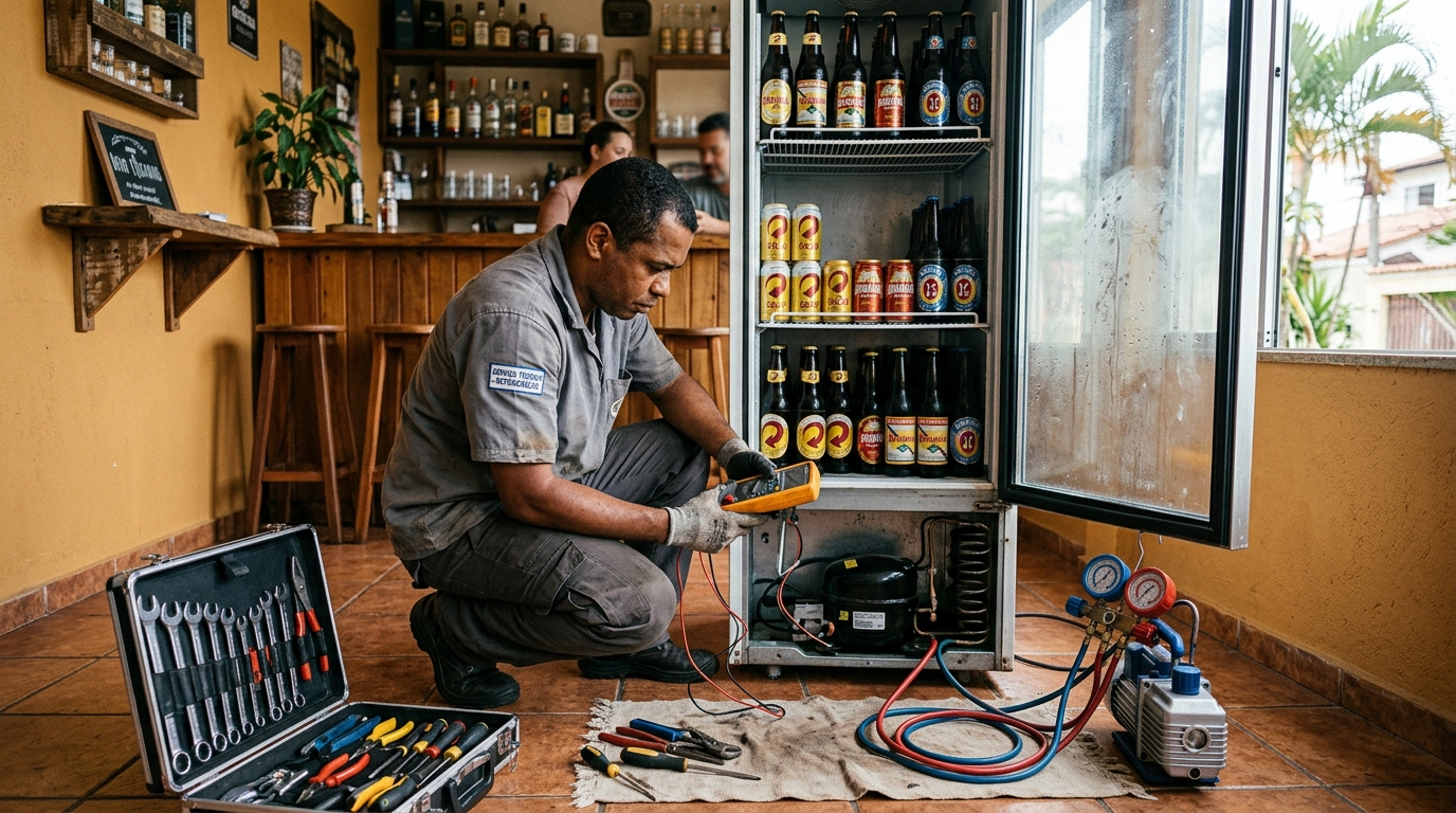 Substituição do termostato de uma cervejeira em Palmas‑TO