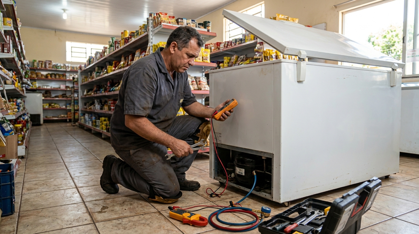 Troca de termostato de freezer em atendimento em Palmas‑TO